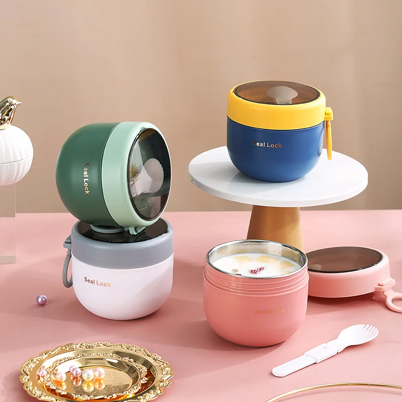Meal Prep Yogurt Containers - 600 ミリリットル/800 ミリリットル朝食カップフォークシリアルヨーグルトサラダスープ容器熱電子レンジ食品収納ボックスランチボックスオフィス用