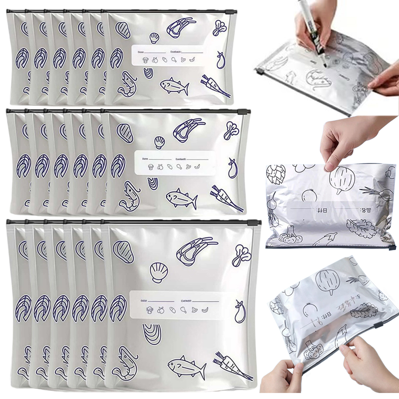 Meal Prep Fit - 48個入りシルバーキッチン収納バッグ – 密封ジッパー付きアルミホイルポーチ、食事準備用包装資材 TMZ