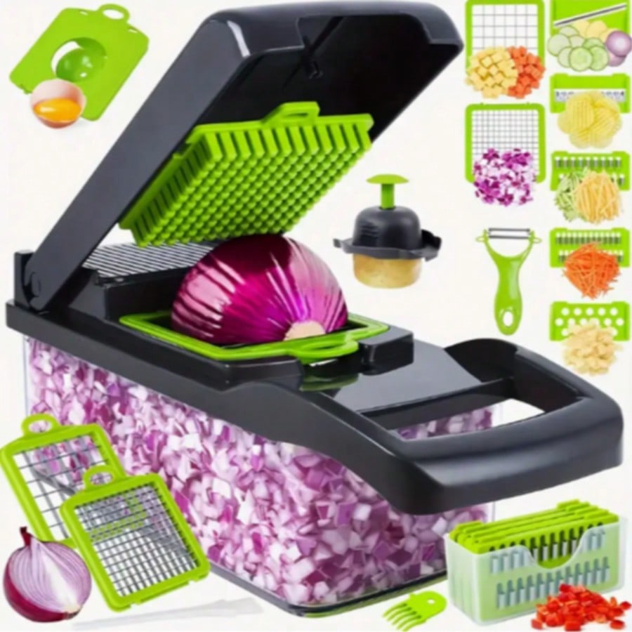 16点多機能キッチンセット：野菜・果物チョッパー、手動フード - Meal Prep Potatoes のレビューと価格