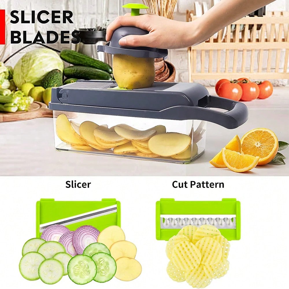 16点多機能キッチンセット：野菜・果物チョッパー、手動フード - Meal Prep Potatoes のレビューと価格