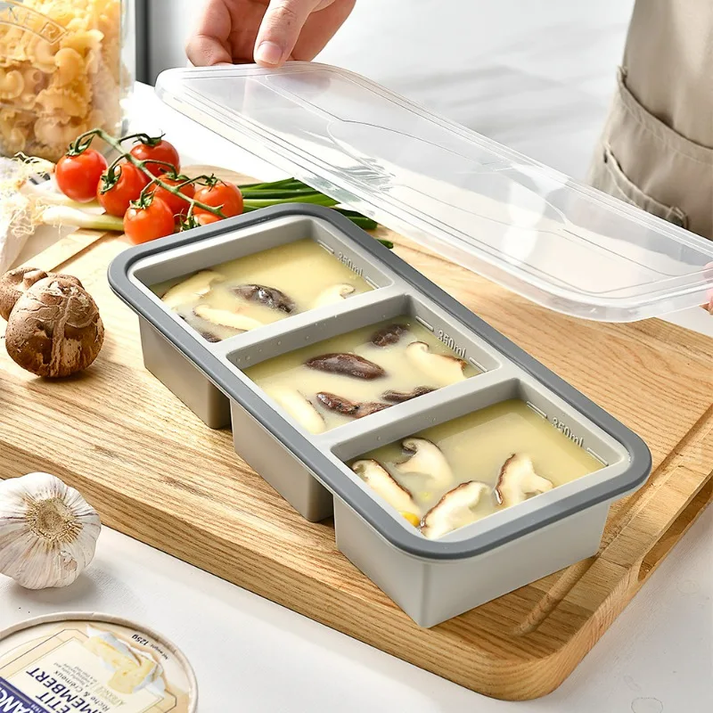 大型製氷皿-スープ用、蓋付きシリコン製冷凍トレイ、ソース、残 - Meal Prep Chia Pudding のレビューと価格