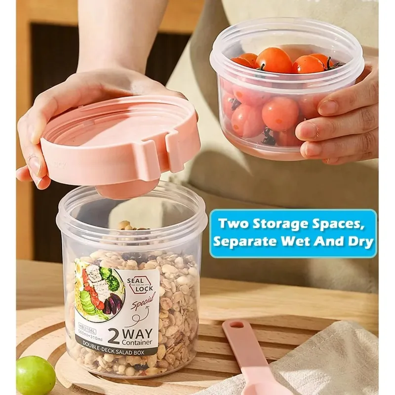 ポータブルサラダカップ ダブルオートミールカップ ヨーグルト - Meal Prep Yogurt Containers のレビューと価格